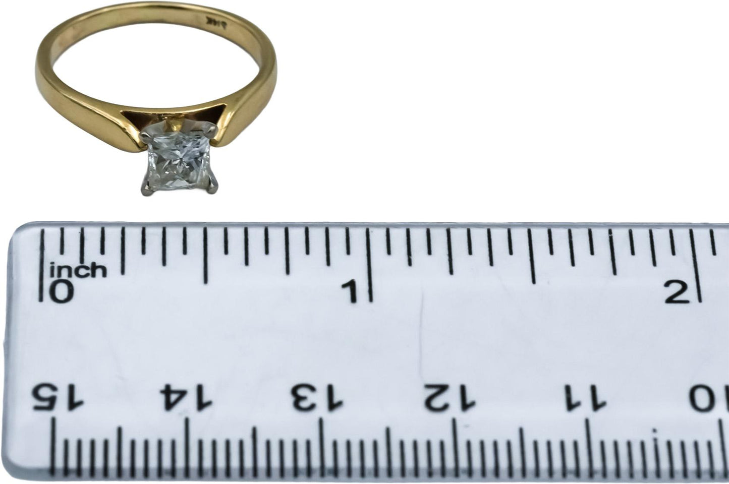 14k Yellow Gold Princess Cut Diamond Solitaire Ring 0.95CT Size 6.5