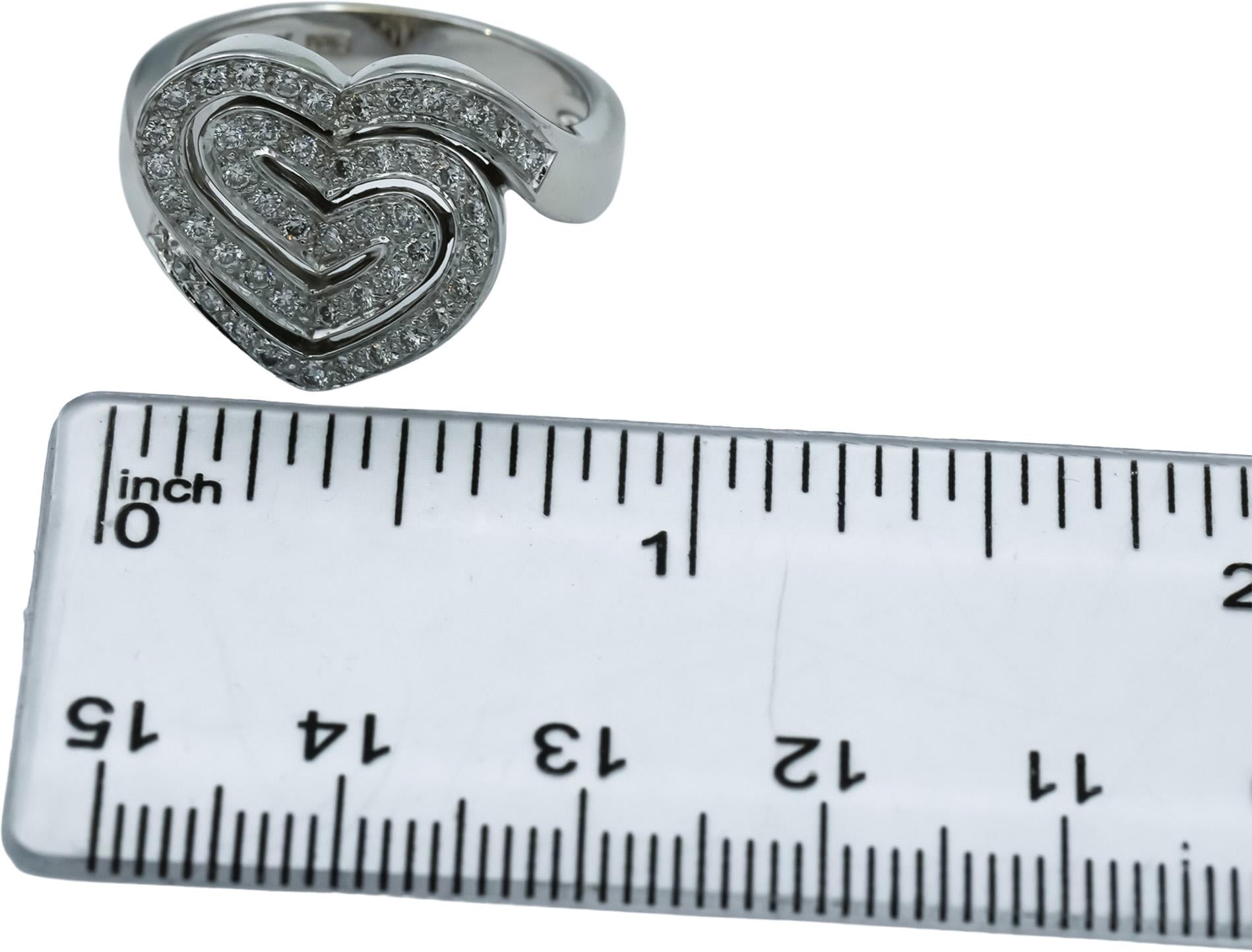 14k White Gold Round Diamond Abstract Heart Ring 0.50CT Size 8