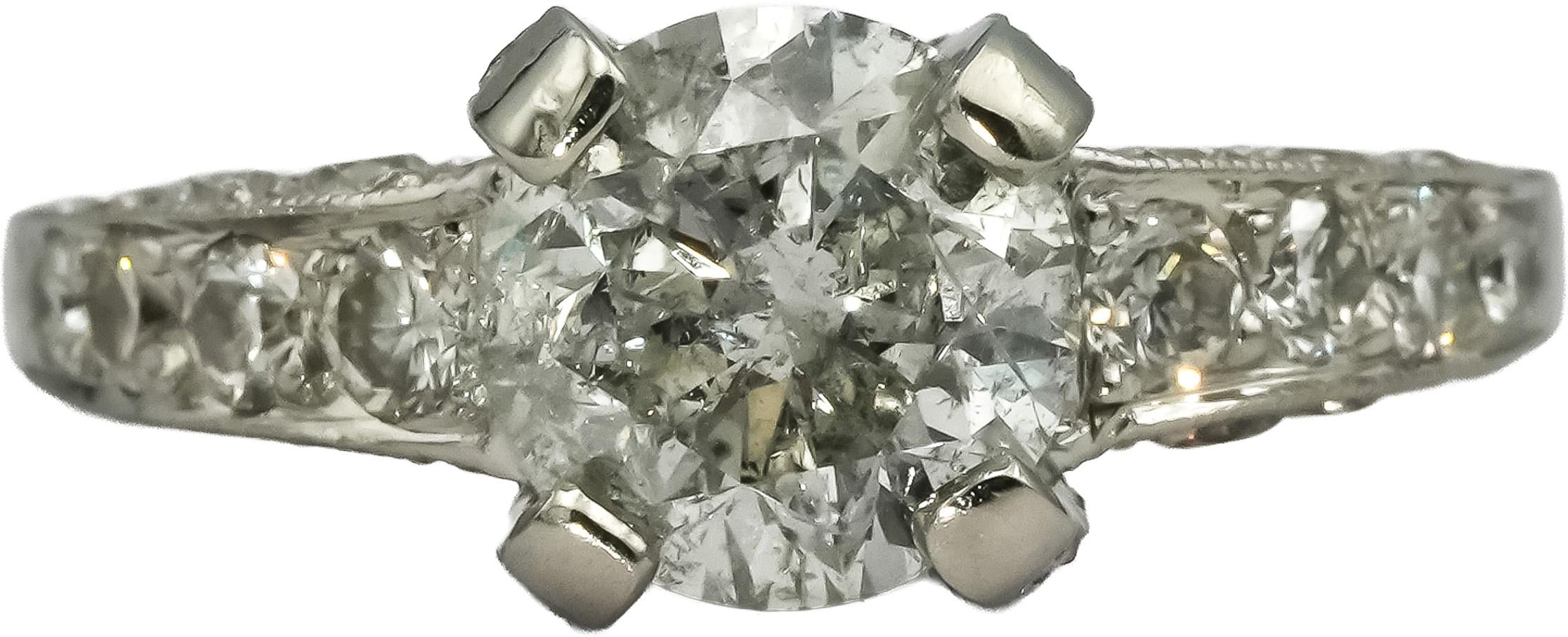 Platinum Round Diamond Engagement Ring 2.58CT w/ 2.08CT Center Size 6.5
