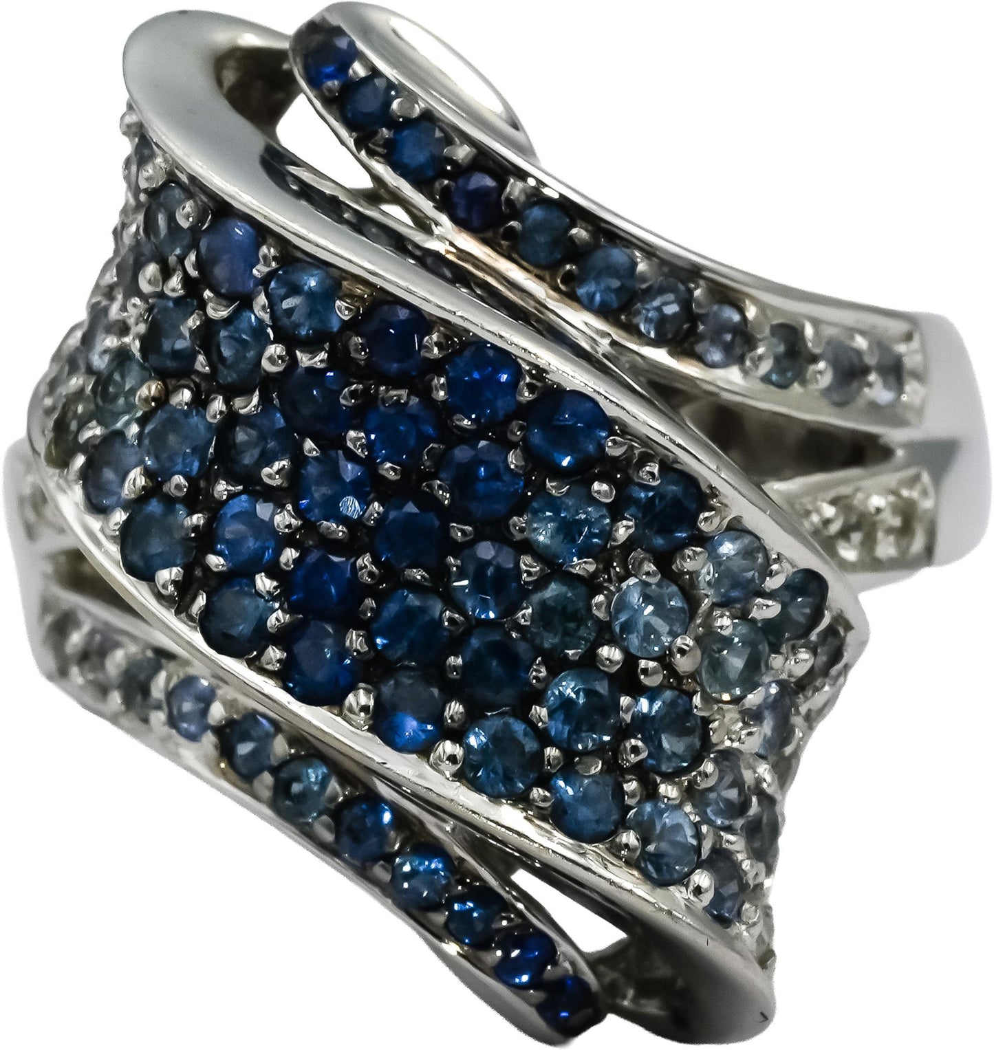 18k White Gold Multi Color Gemstone Cluster Cocktail Ring 2.0CT Size 7