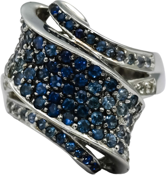 18k White Gold Multi Color Gemstone Cluster Cocktail Ring 2.0CT Size 7