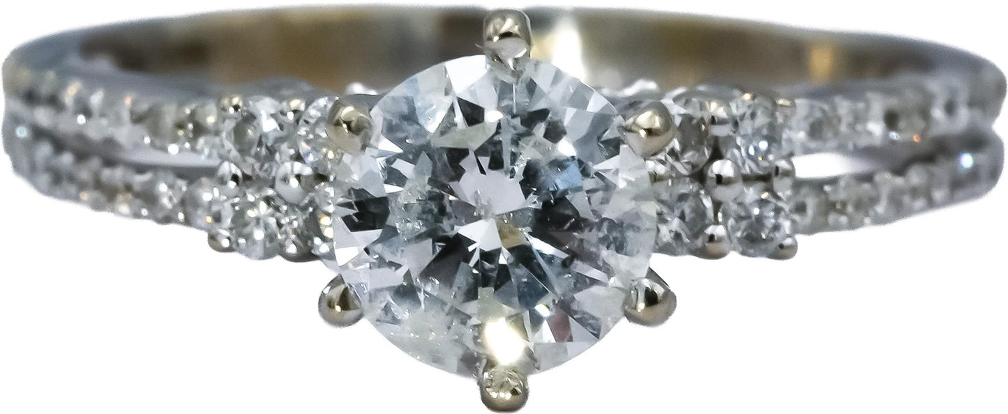 18k White Gold Round Diamond Engagement Ring 1.05CT w/ 0.80CT Center Size 5.5