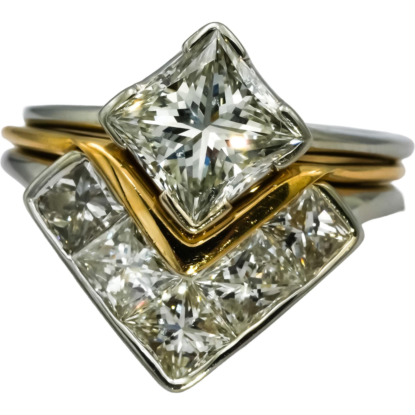 18k & 20k White Yellow Gold VS Diamond Bridal Band Engagement Ring Set 5.50CT