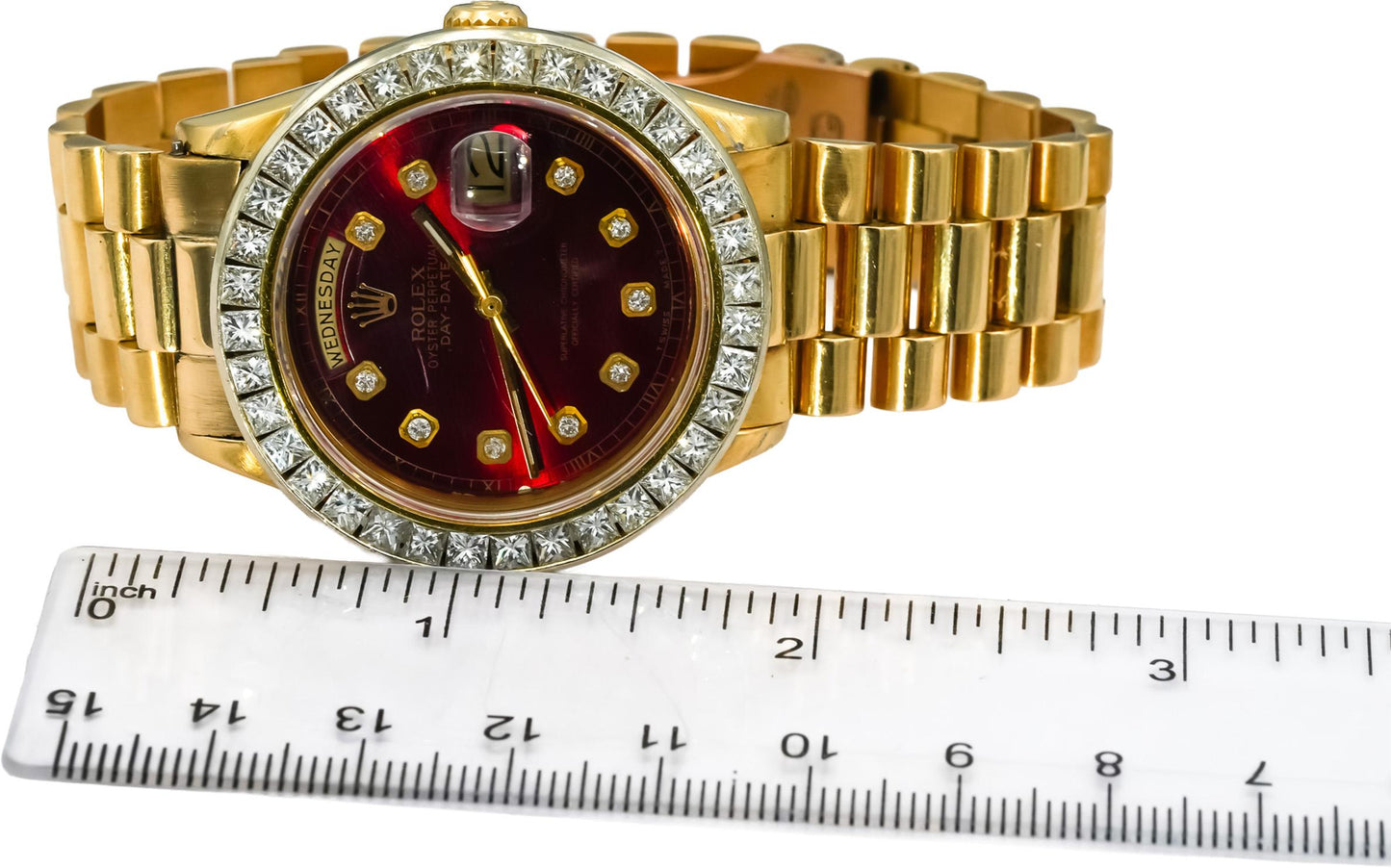 ROLEX 18k Gold Day-Date 36 Custom Diamond Bezel & Dial Watch 5.0CT Ref. 18038
