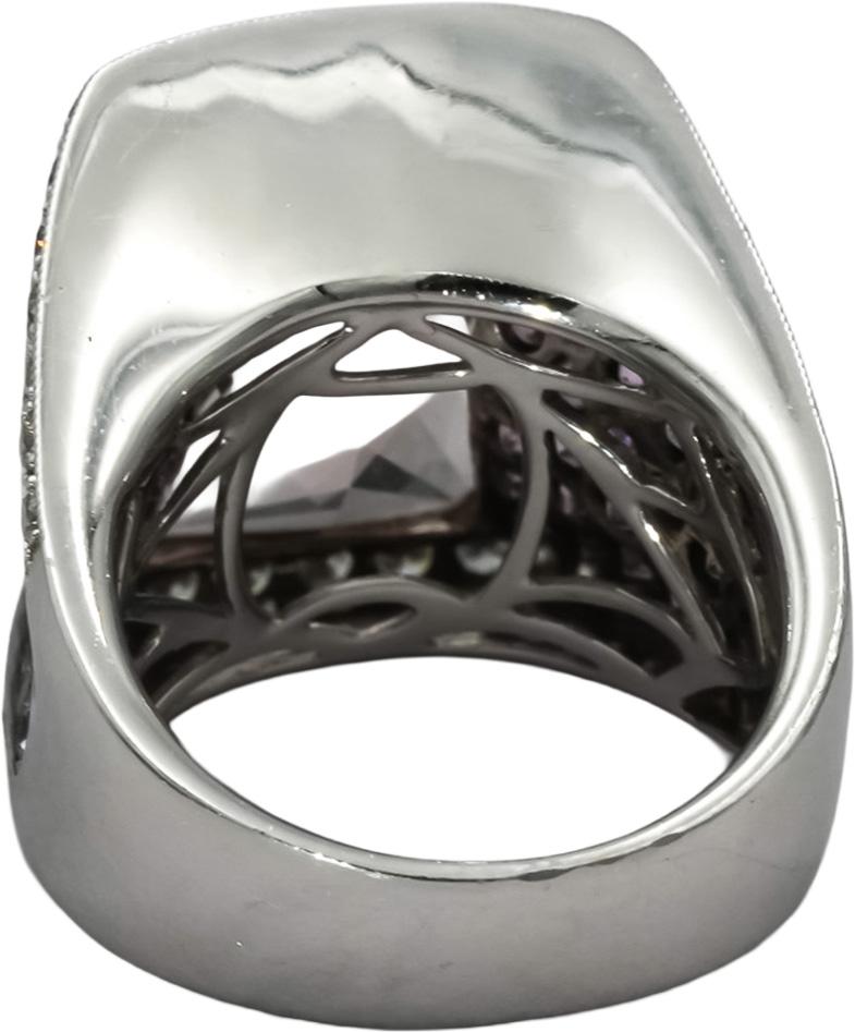 18k White Gold VS Morganite Diamond and Sapphire Cocktail Ring 13.36CT Size 7