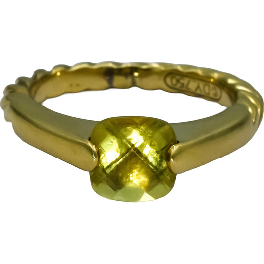 DAVID YURMAN 18k Yellow Gold Cushion Cut Peridot Cocktail Ring Size 6