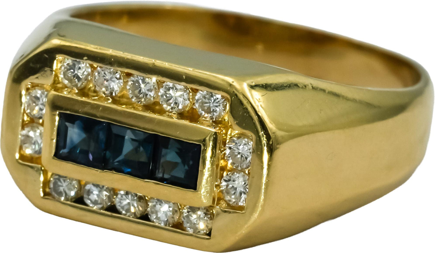 14k Yellow Gold VS Diamond and Sapphire Men's Band Ring 0.70CT Size 9.5
