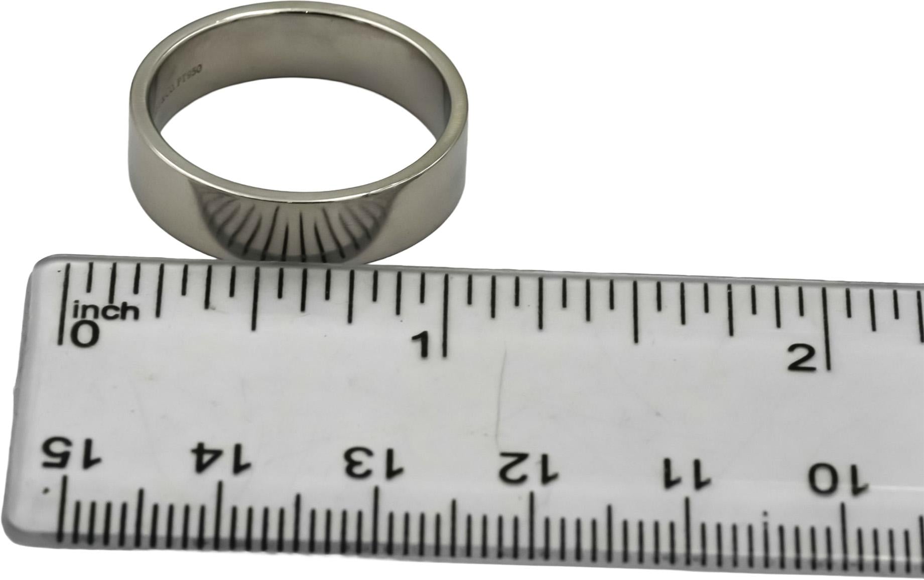 TIFFANY & CO. Platinum 6.0mm Wide Flat Men's Wedding Band Ring Size 10.5