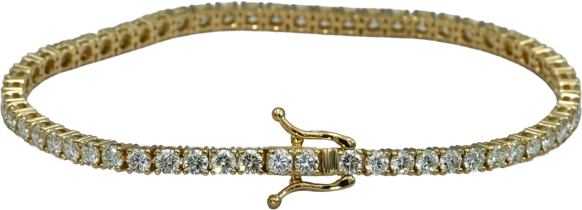 14k Yellow Gold VS Round Diamond Tennis Bracelet 5.38CT