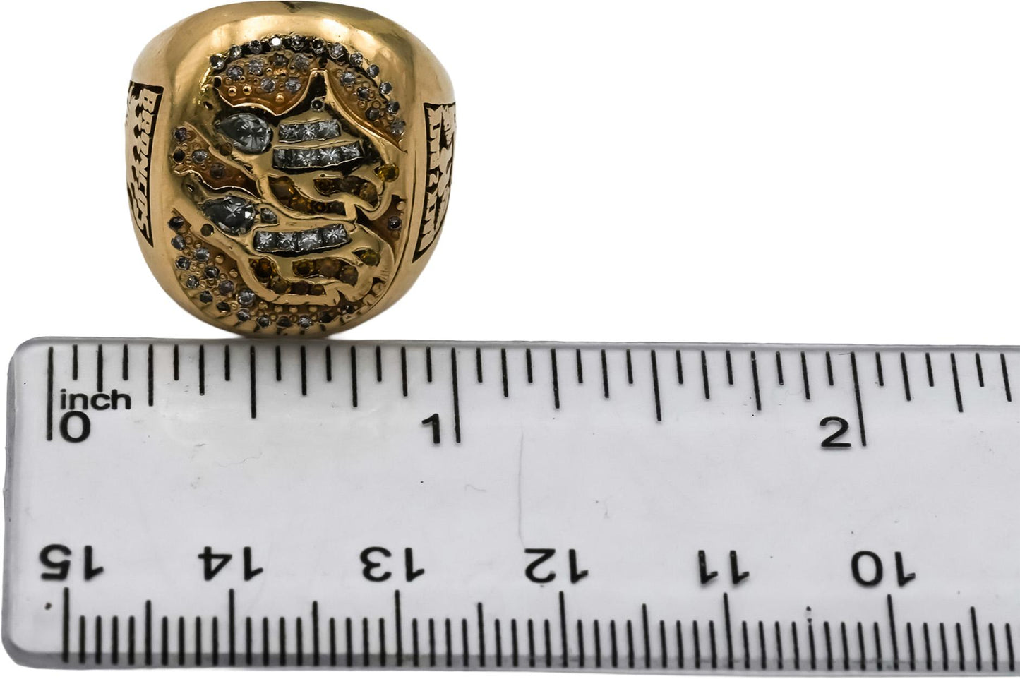 14k Gold Diamond Denver Broncos Back 2 Back Champions Ring 1.0CT Size 7.75