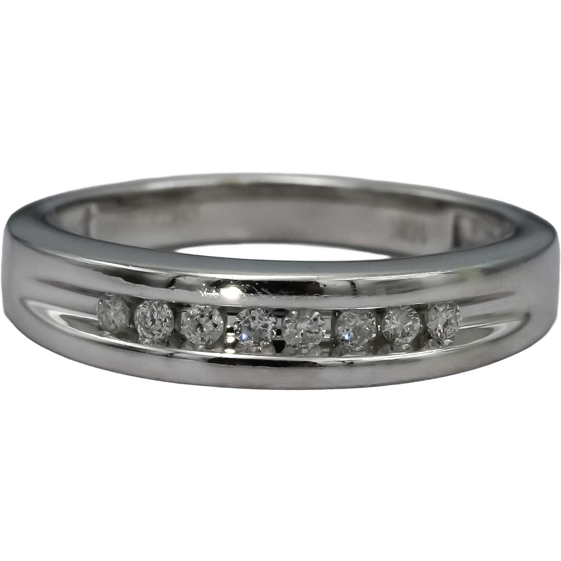 10k White Gold Round Channel Set Diamond Band Ring 0.15CT Size 7.25