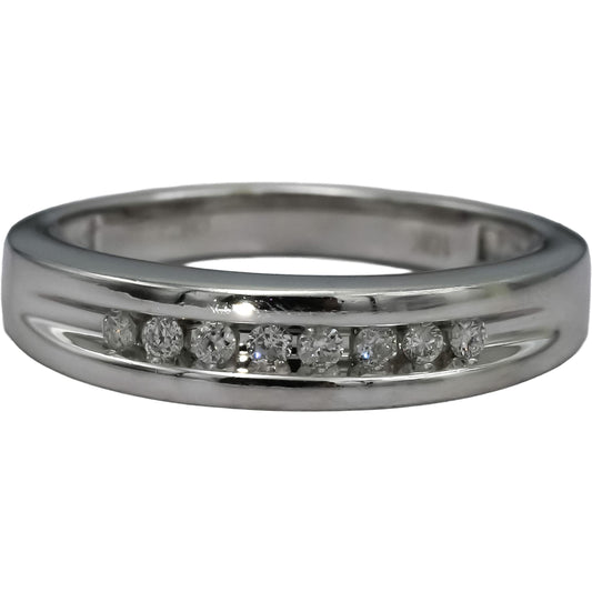 10k White Gold Round Channel Set Diamond Band Ring 0.15CT Size 7.25