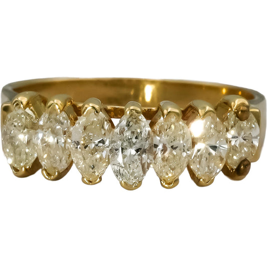 14k Yellow Gold Marquise Cut Diamond Band Ring 0.75CT Size 5.5