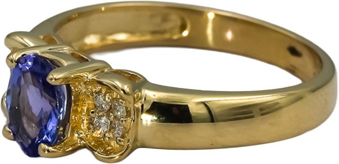 14k Yellow Gold Diamond and Tanzanite Cocktail Ring 0.57CT Size 7