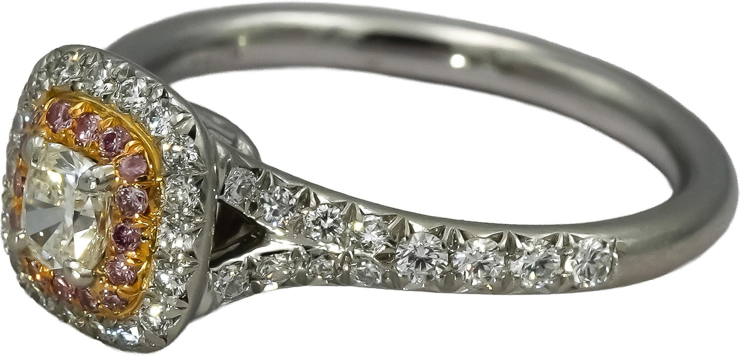 TIFFANY & CO. Platinum & 18k Gold Lucida Diamond Soleste Ring .63CT