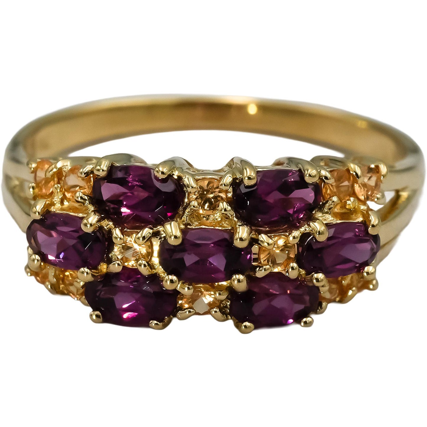 14k Yellow Gold Tourmaline and Citrine Band Ring 1.35CT Size 11