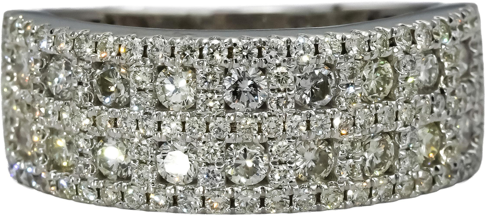14k White Gold Round Diamond Cluster Band Ring 1.0CT Size 8
