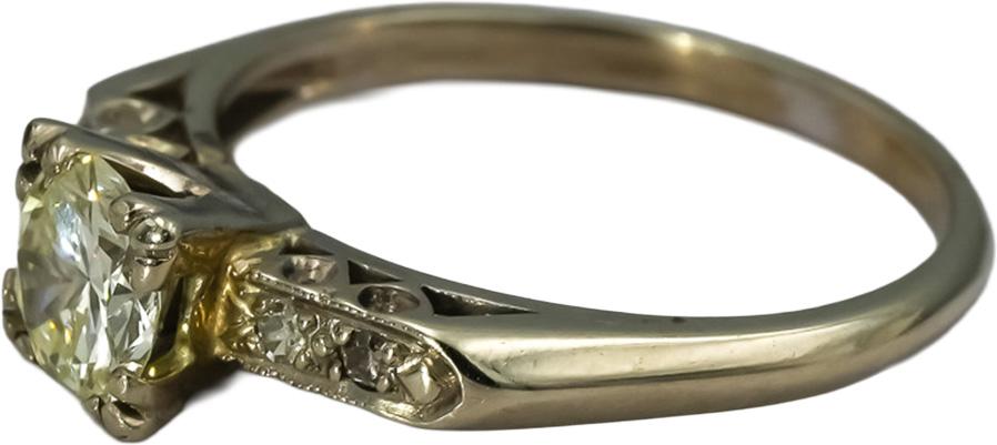 Vintage Antique 14k White Gold Diamond Ring 0.80CT w/ .75CT Center Size 7.5