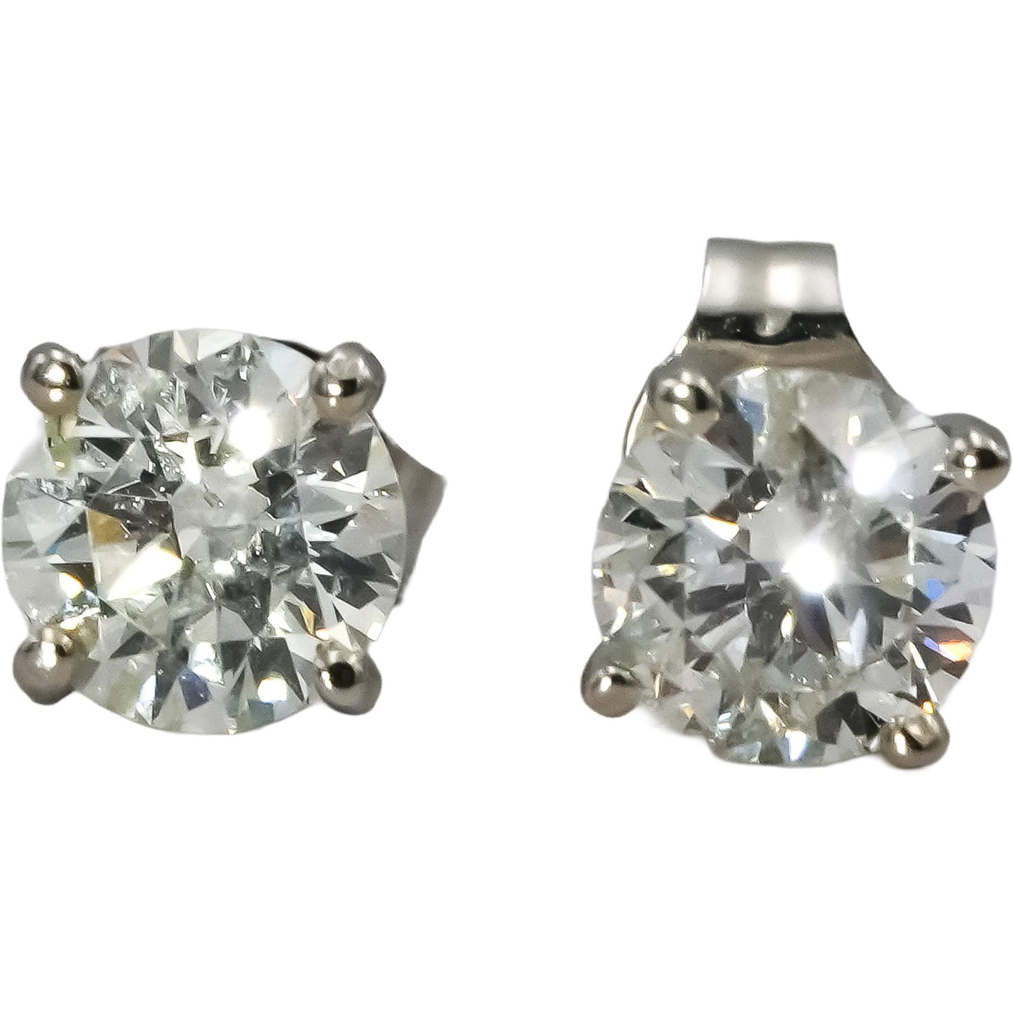 14k White Gold Round Diamond Martini Setting Stud Earrings 1.40CT