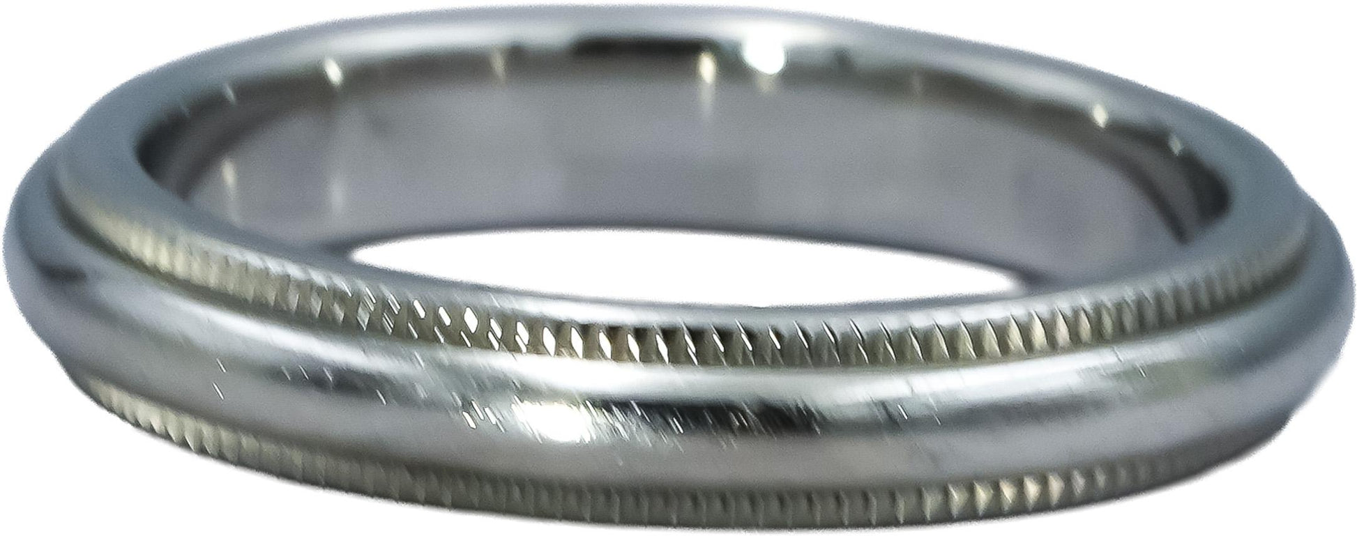 TIFFANY & CO. Platinum 3.0mm Wide Milgrain Edge Band Ring Size 4.5