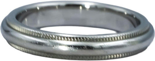 TIFFANY & CO. Platinum 3.0mm Wide Milgrain Edge Band Ring Size 4.5