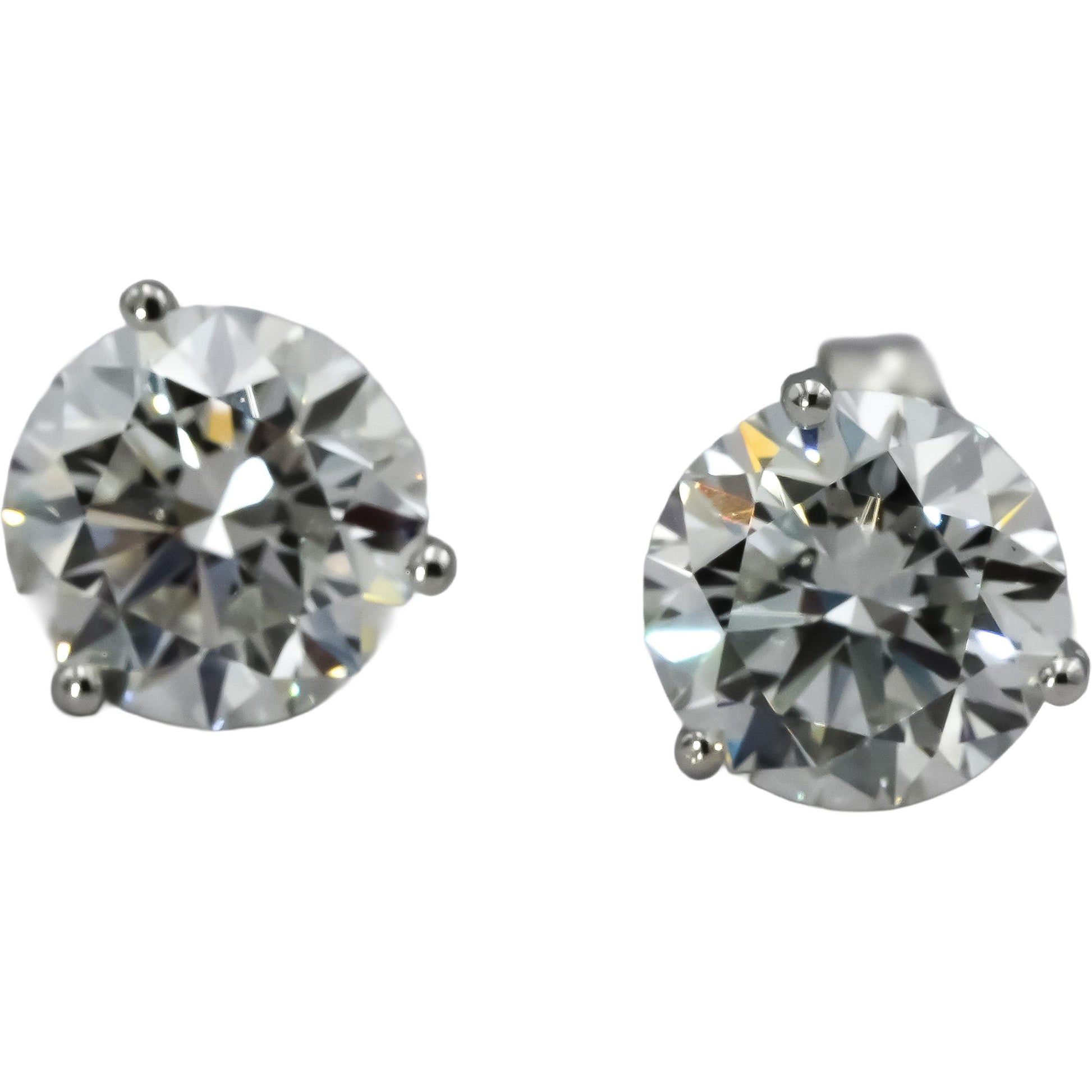 IGI Certified 14k White Gold VS2/E-F Lab-Grown Diamond Stud Earrings 4.0CT