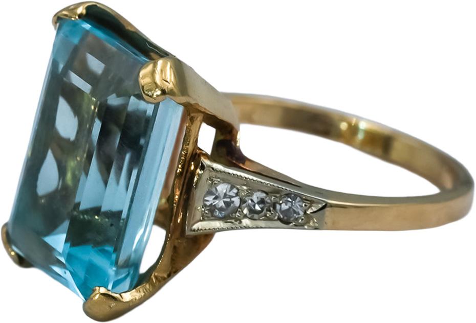 Vintage 14k Yellow Gold Topaz and Diamond Cocktail Ring 8.10CT Size 5.5