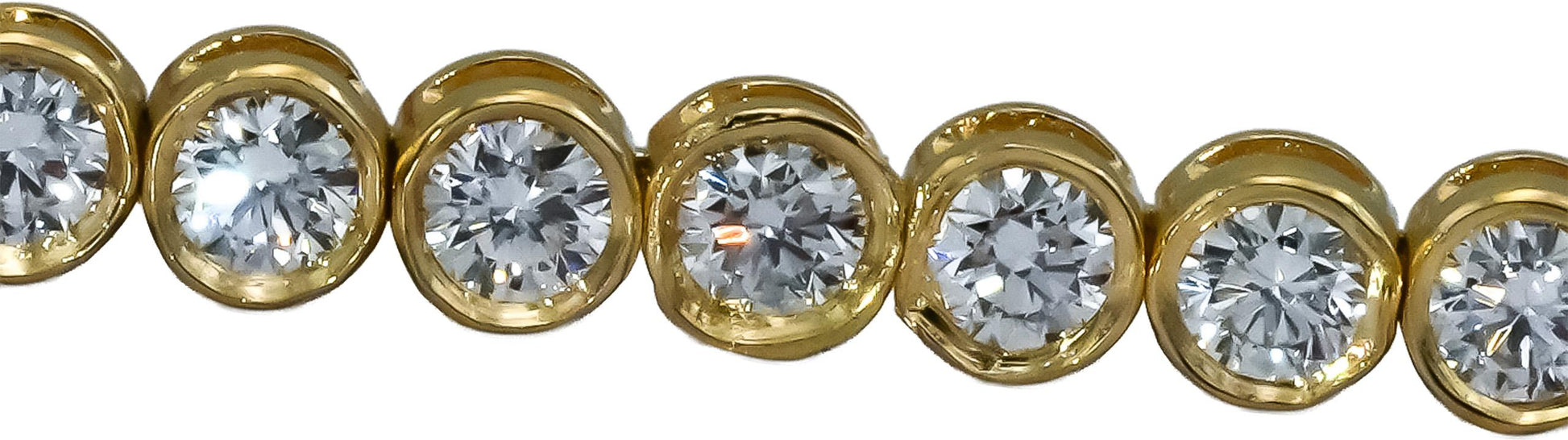14k Yellow Gold VS Round Bezel Set Diamond Tennis Bracelet 2.36CT