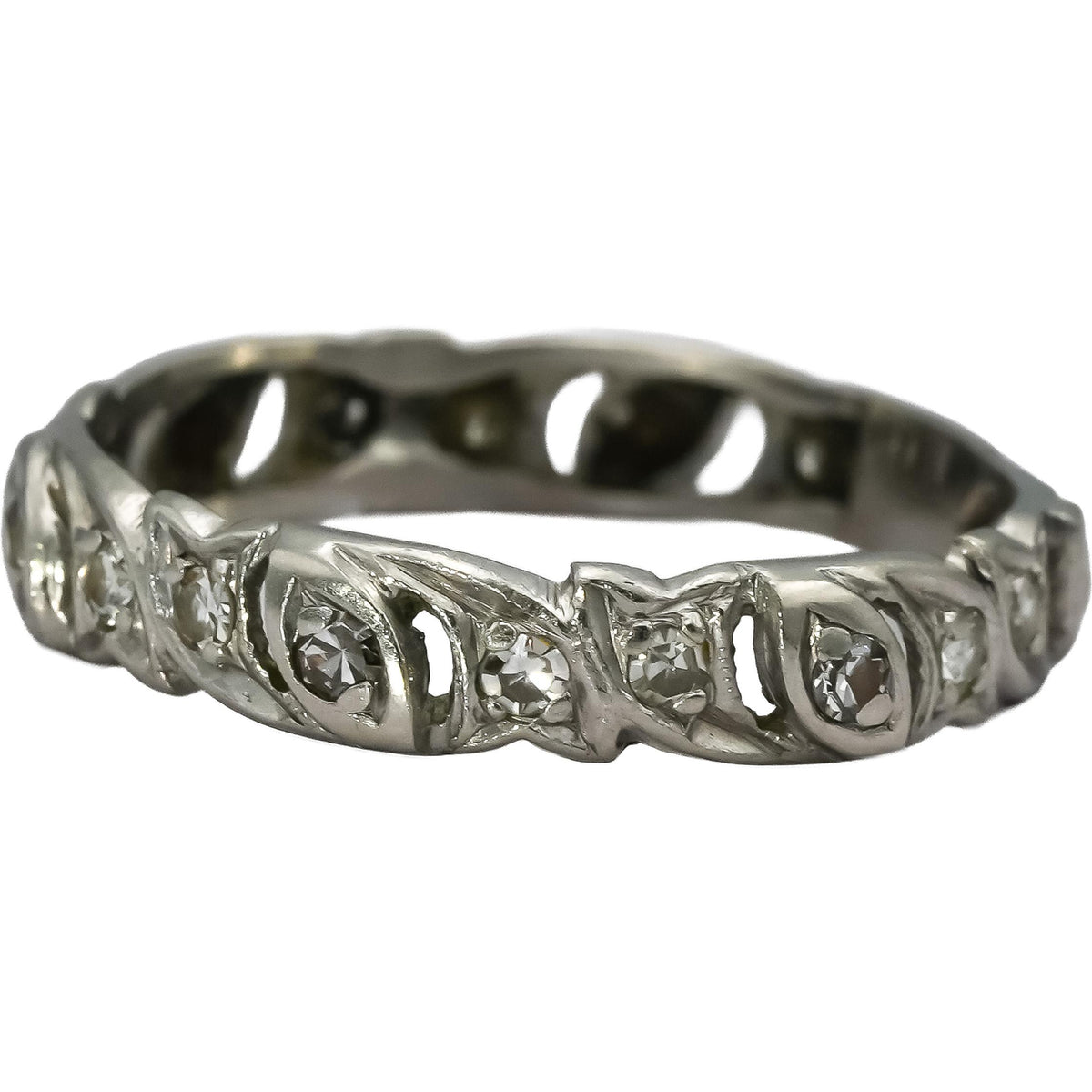Vintage Art Deco Platinum VS Single Cut Diamond Band Ring 0.25CT Size 9.25
