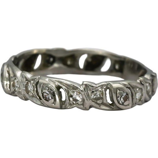 Vintage Art Deco Platinum VS Single Cut Diamond Band Ring 0.25CT Size 9.25
