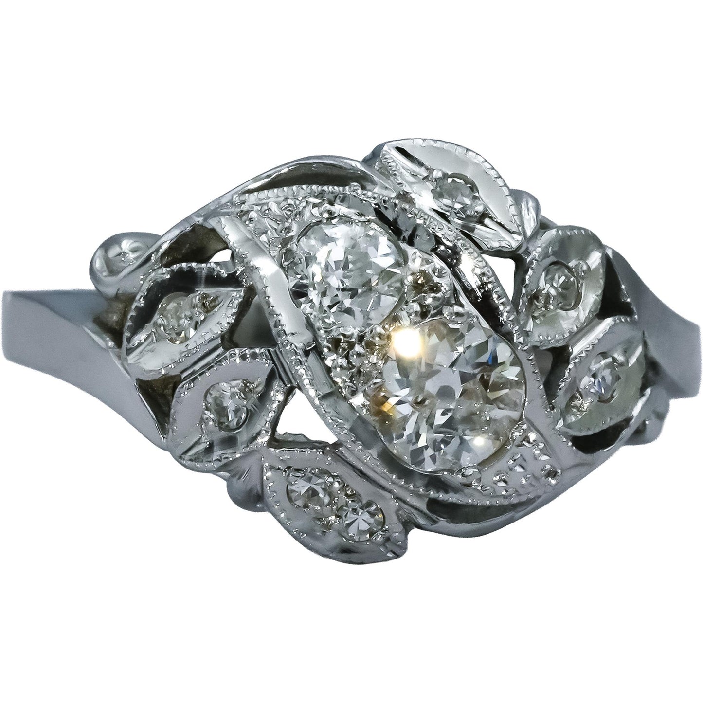 Vintage Antique 14k White Gold Round Diamond Ring 0.75CT Size 8.75