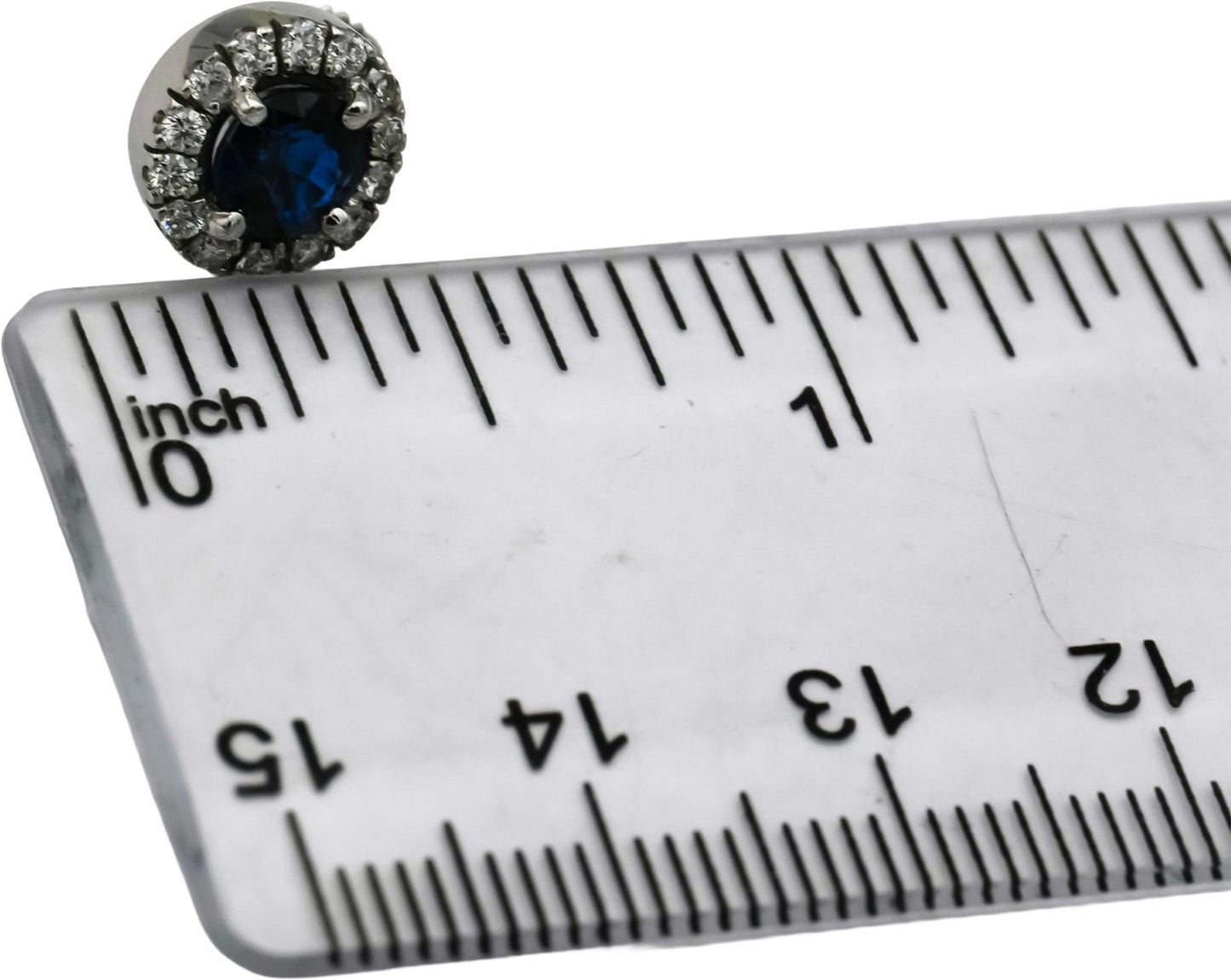 14k White Gold Diamond and Sapphire Halo Stud Earrings 1.75CT