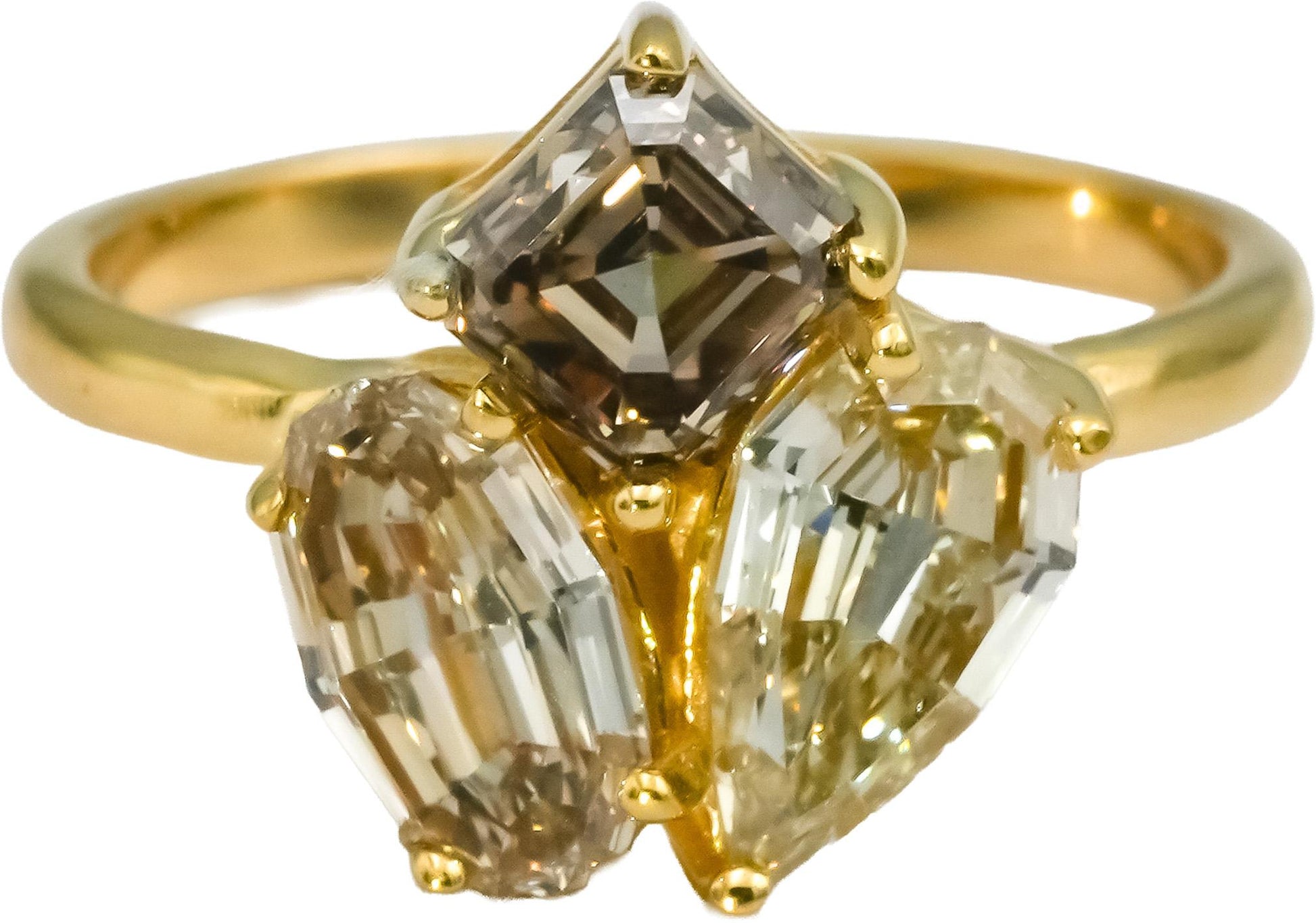 14k Yellow Gold VS Mixed Cuts Diamond Cocktail Ring 3.10CT Size 6.5