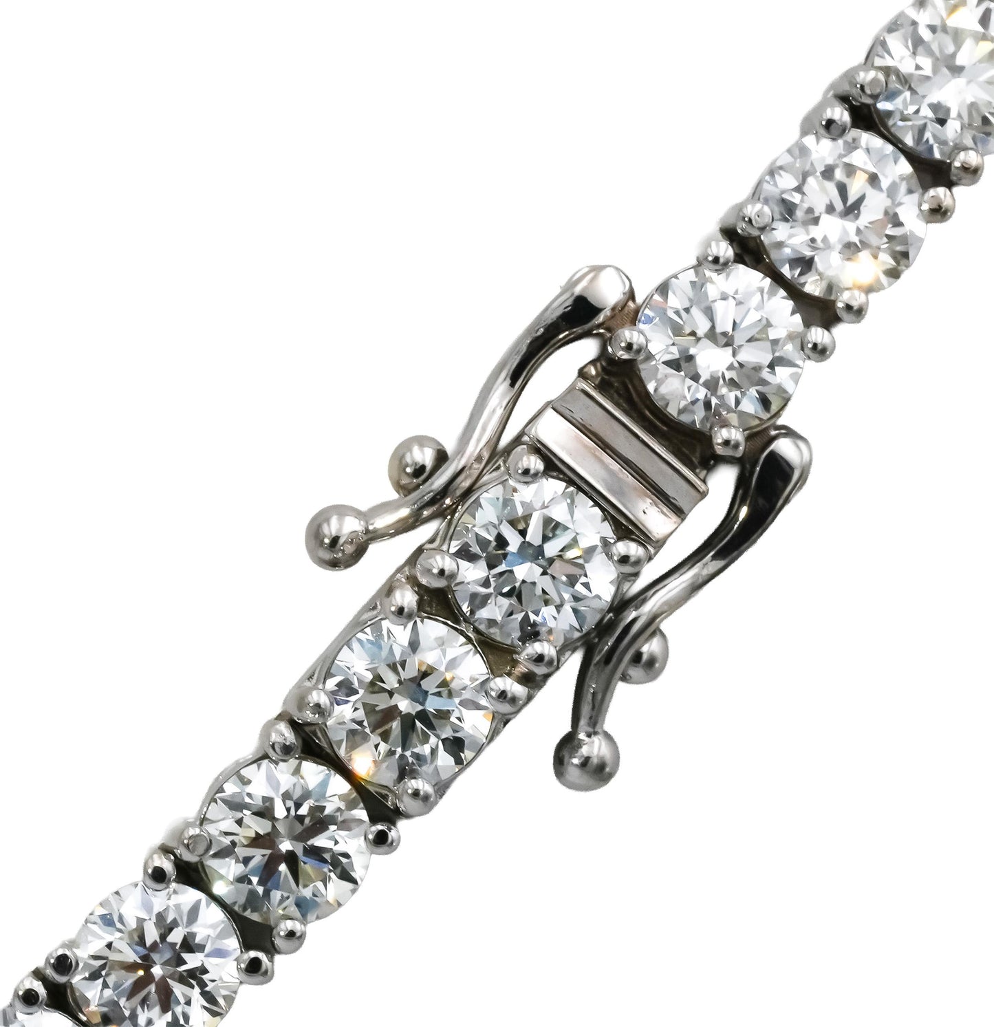 14k White Gold VS Round Natural Diamond Tennis Necklace 30.29CT