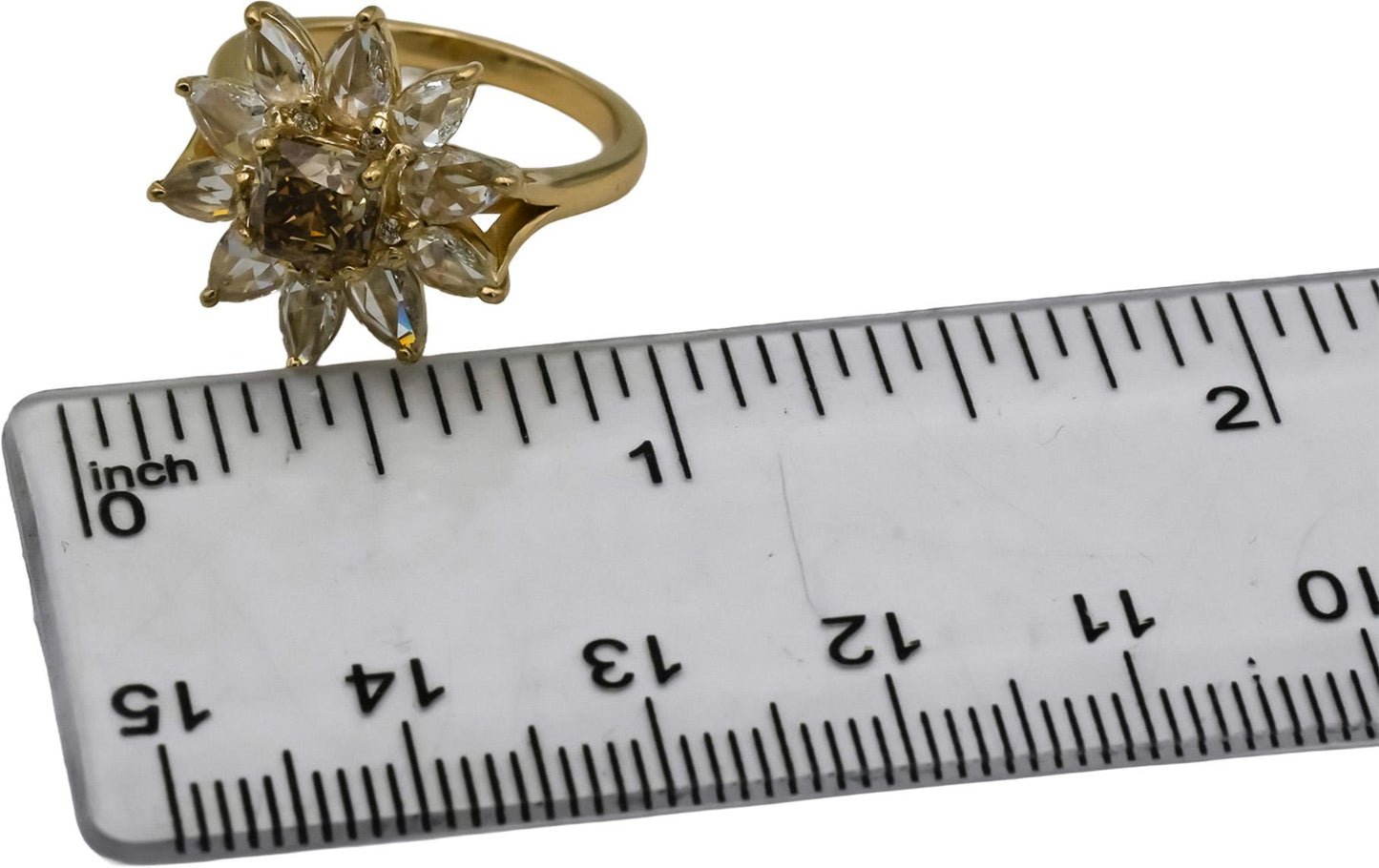 14k Yellow Gold VS Diamond Flower Cocktail Ring 2.31CT w/ 1.17CT Size 6