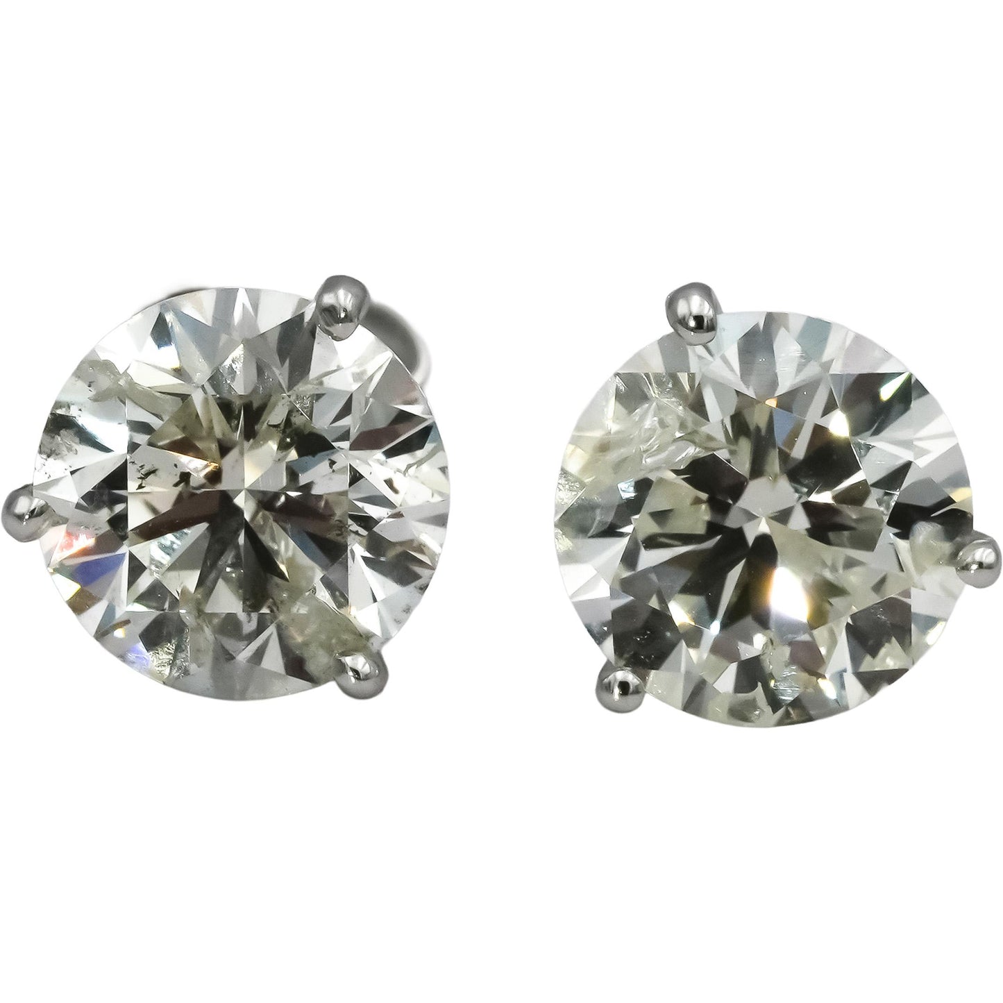 14k White Gold Round Diamond Martini Setting Stud Earrings 4.12CT