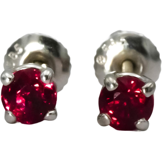 14k White Gold Round Ruby Stud Screw Back Earrings 0.80CT