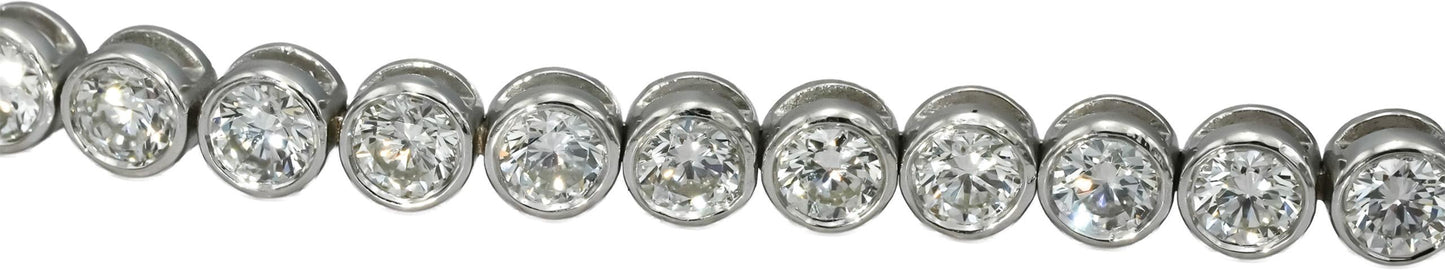 14k White Gold VS Round Bezel Set Natural Diamond Tennis Bracelet 6.04CT