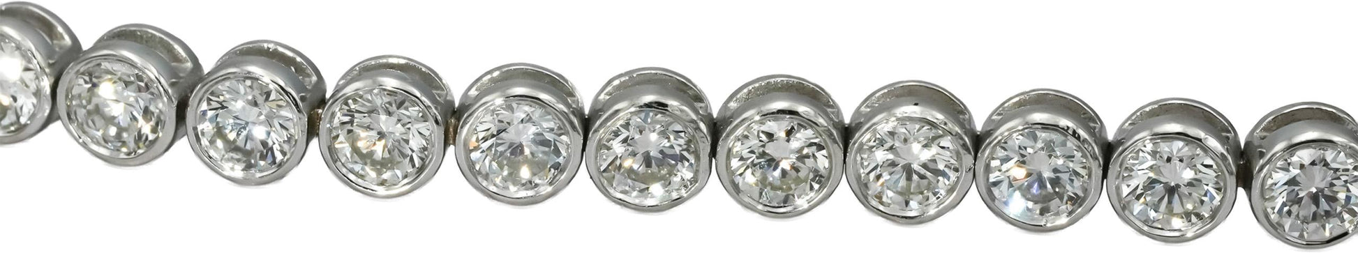 14k White Gold VS Round Bezel Set Natural Diamond Tennis Bracelet 6.04CT