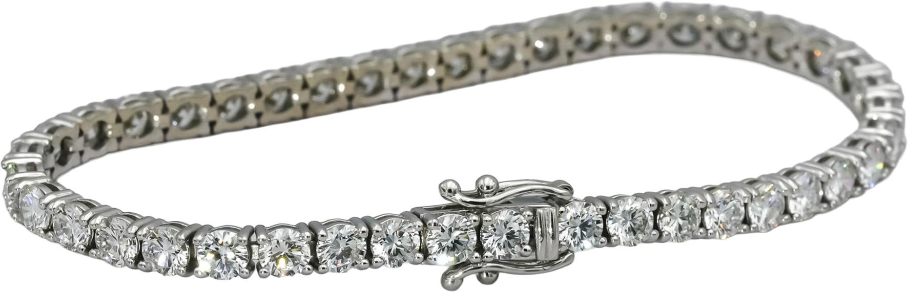 14k White Gold VS Round Lab-Grown Diamond Tennis Bracelet 9.45CT