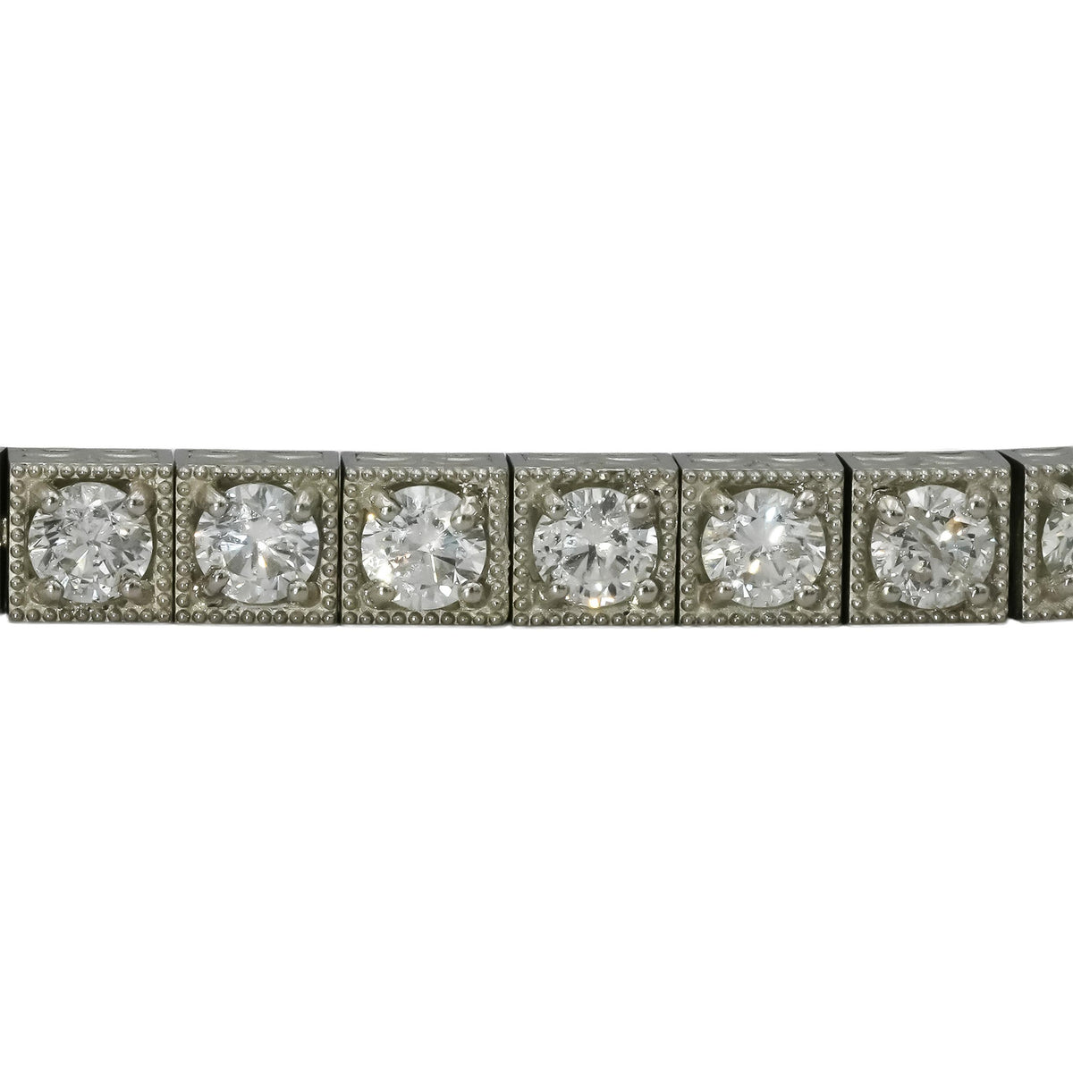 Vintage Platinum VS Diamond Tennis Bracelet w/ Scroll Etching Sides 6.67CT