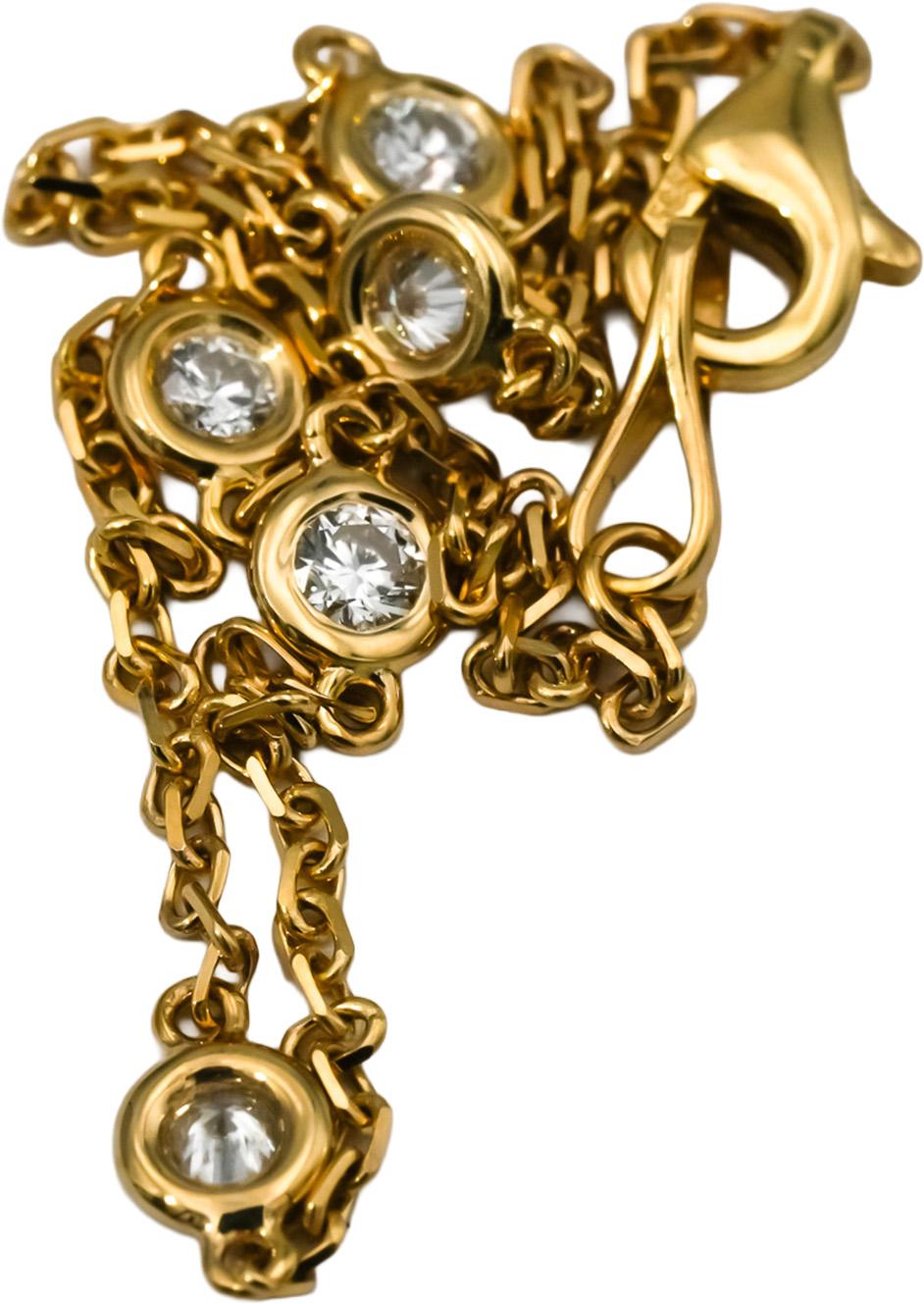 14k Yellow Gold Round Diamond By The Yard Chain Bracelet 0.28CT