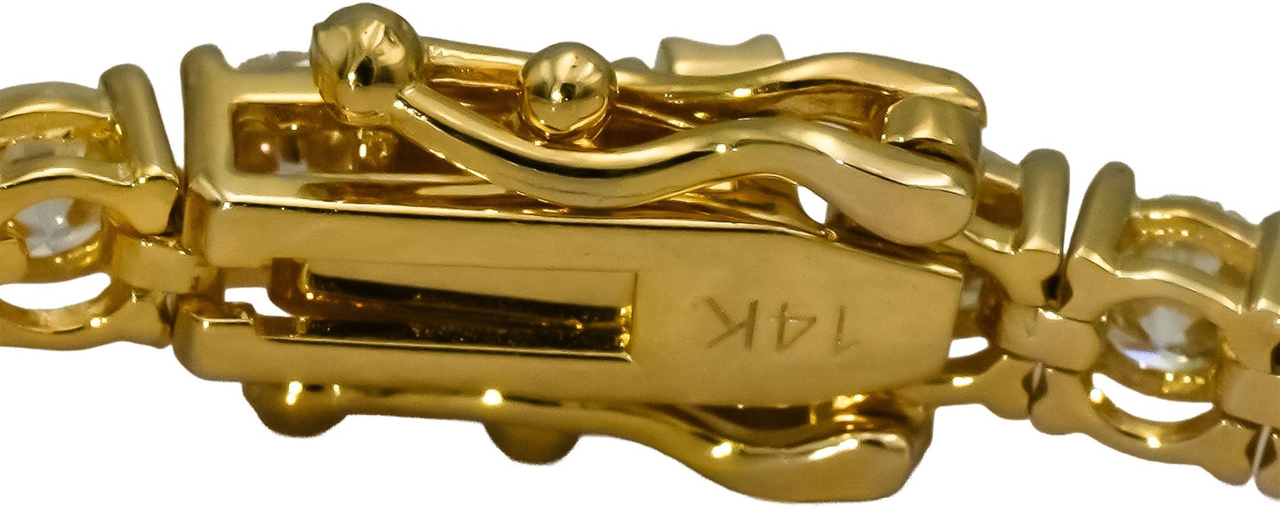 14k Yellow Gold VS Round Natural Diamond Tennis Bracelet 6.07CT