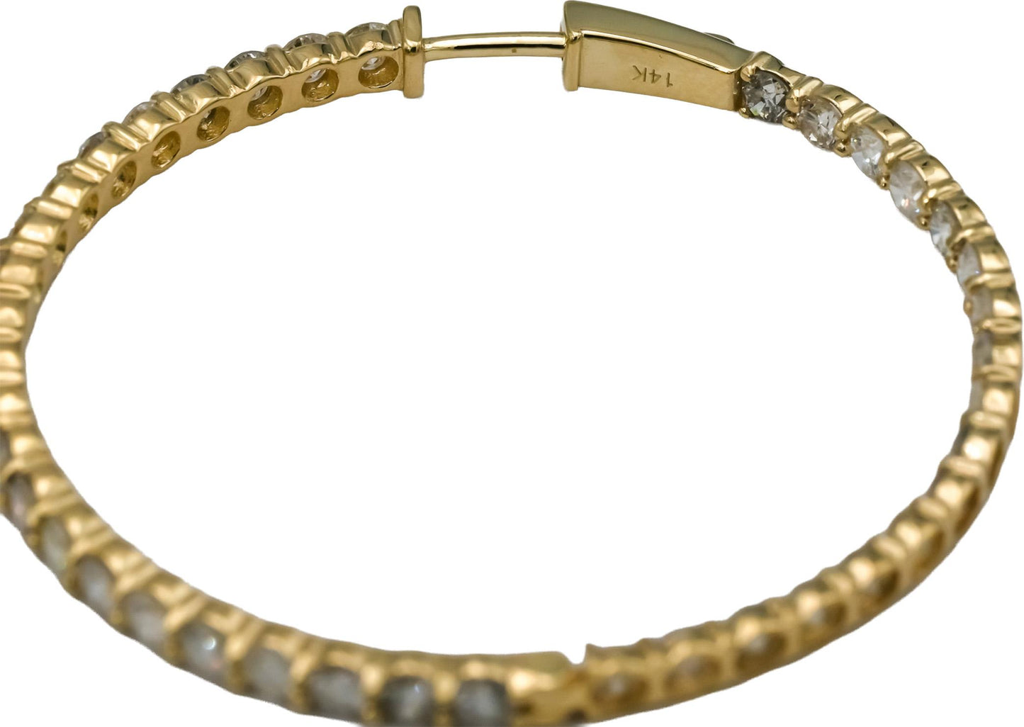 14k Yellow Gold Round Natural Diamond Inside Out Hoop Earrings 6.50CT