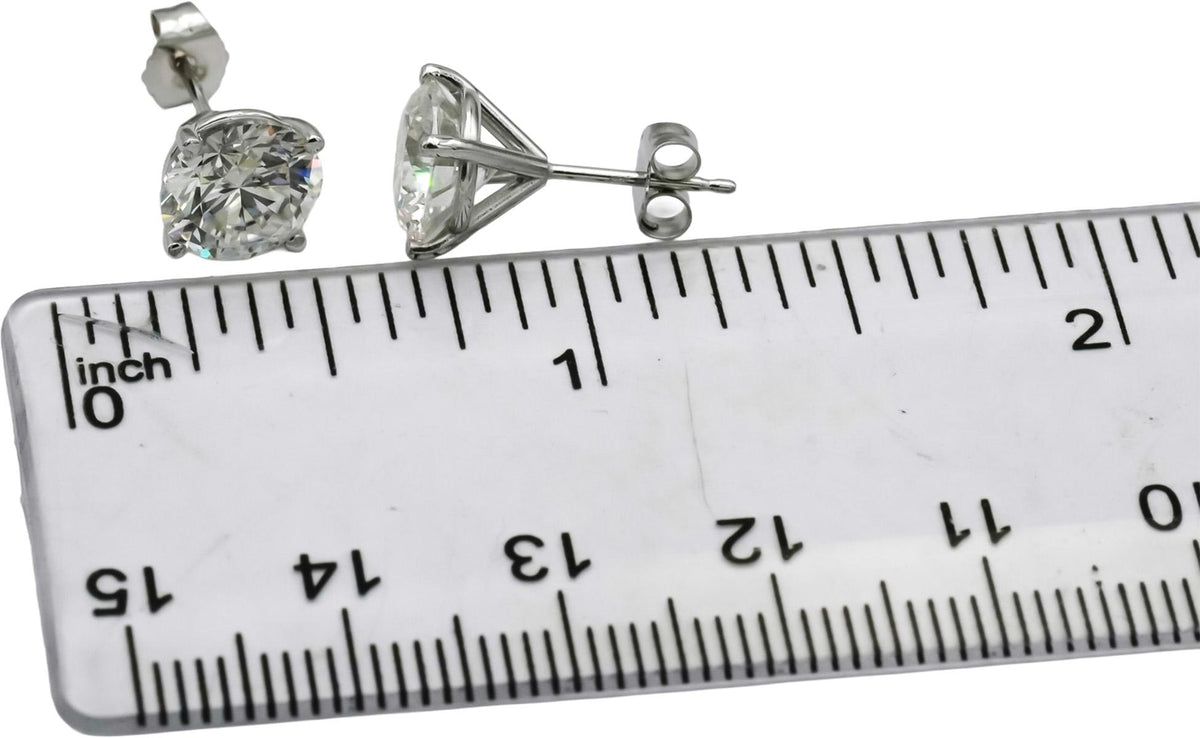 14k White Gold VS Round Lab-Grown Diamond Stud Earrings 4.08CT