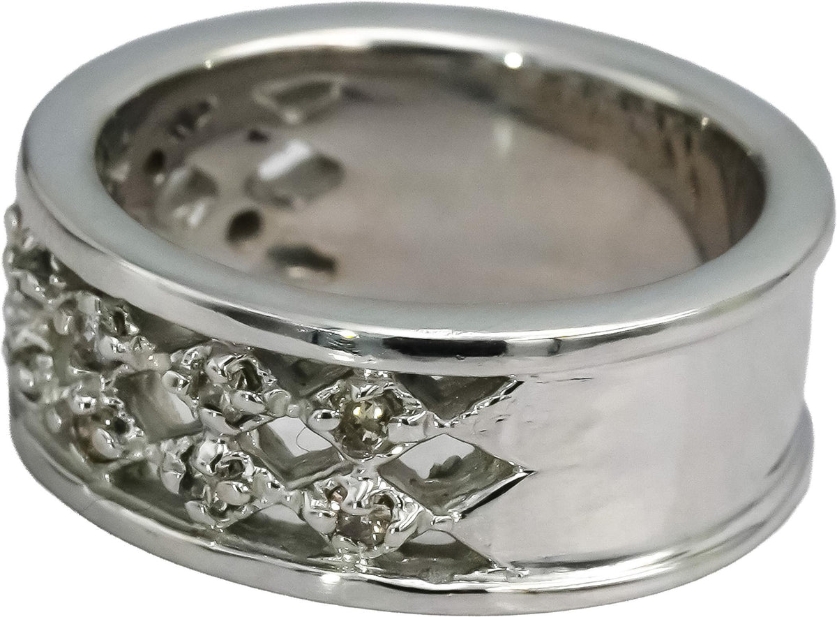 18k White Gold Round Diamond Two Row Band Ring 0.25CT Size 5.75
