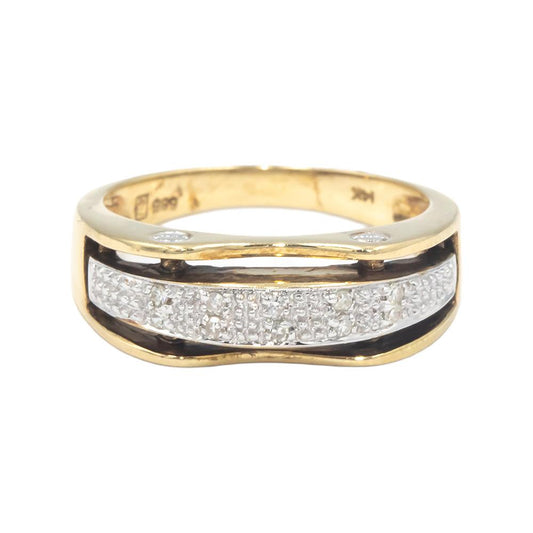 14k Yellow Gold 0.08CT Diamond Screw Motif Band Ring Size 7