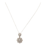 10K White Gold Round & Baguette Cluster Drop Dangle Pendant Necklace 1.0CT