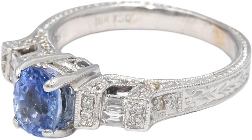 18k White Gold 1.05CT VS Diamond and Tanzanite Cocktail Ring Size 7