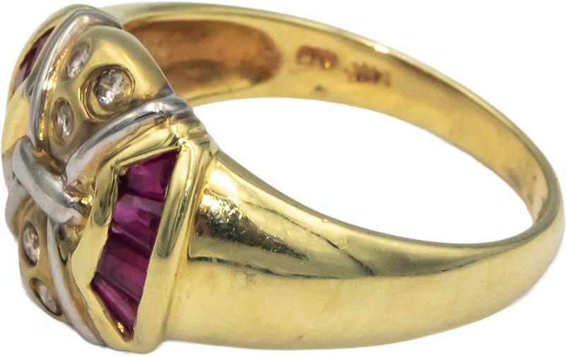 14k Yellow Gold Diamond and Ruby Cocktail Ring 1.0CT Size 7.5